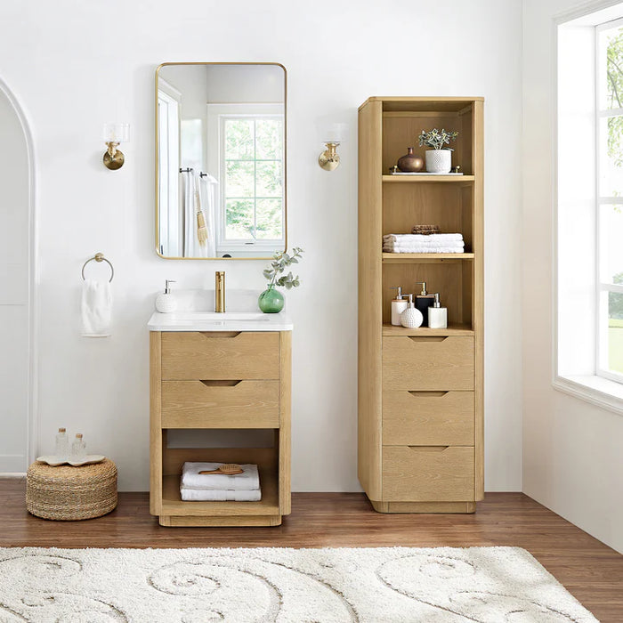 24-Inch Washed Ash Grey Opal Single Vanity Free-Standing Modern with Soft-Close Drawers