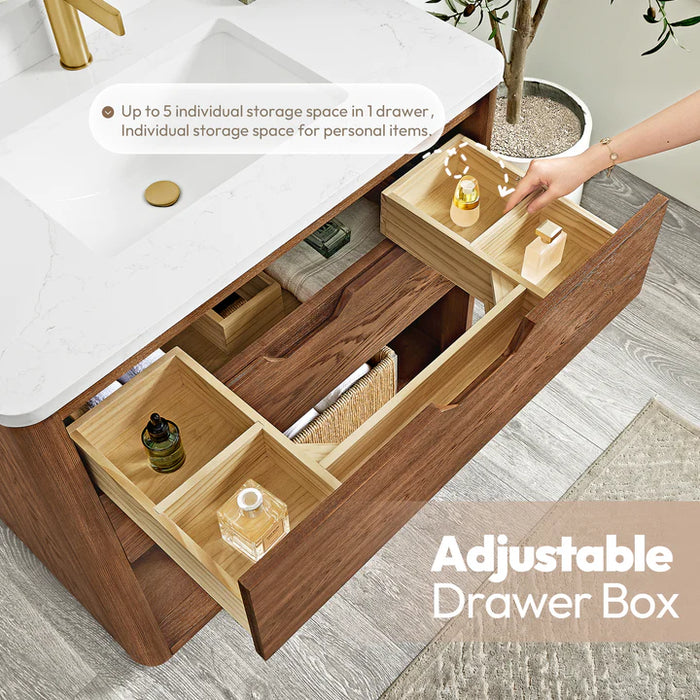 72-Inch Valley Double Bathroom Vanity Oak Weathered Brown Free-Standing Modern with Stone Top