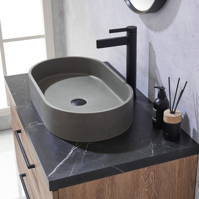 36 Inch Sequoia Single Sink Oak Vanity with Black Sintered Stone Top & Mirror