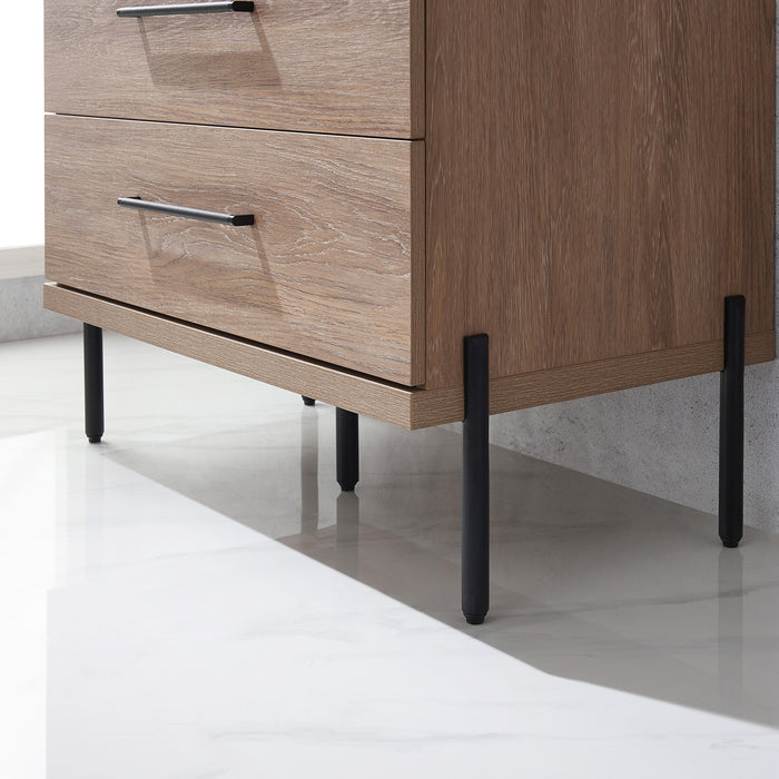 36-Inch Oak Shiloh Bathroom Vanity Set - Black Sintered Stone, Concrete Sink & Mirror Included