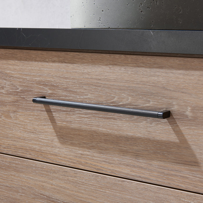 36-Inch Oak Shiloh Bathroom Vanity Set - Black Sintered Stone, Concrete Sink & Mirror Included