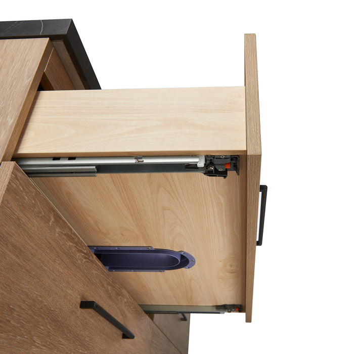 36-Inch Oak Shiloh Bathroom Vanity Set - Black Sintered Stone, Concrete Sink & Mirror Included