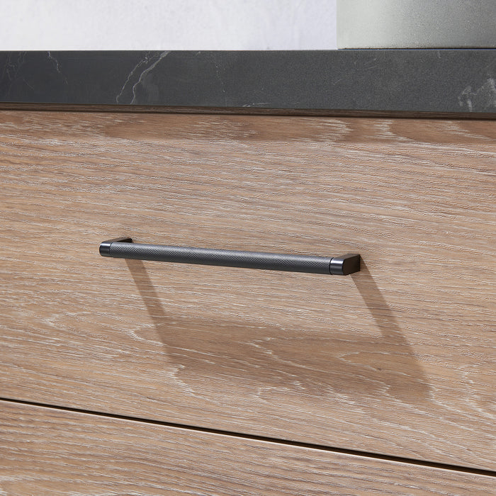 Trento 48" Single Sink Bath Vanity in North American Oak with Black Sintered Stone Top with Concrete Sink 12