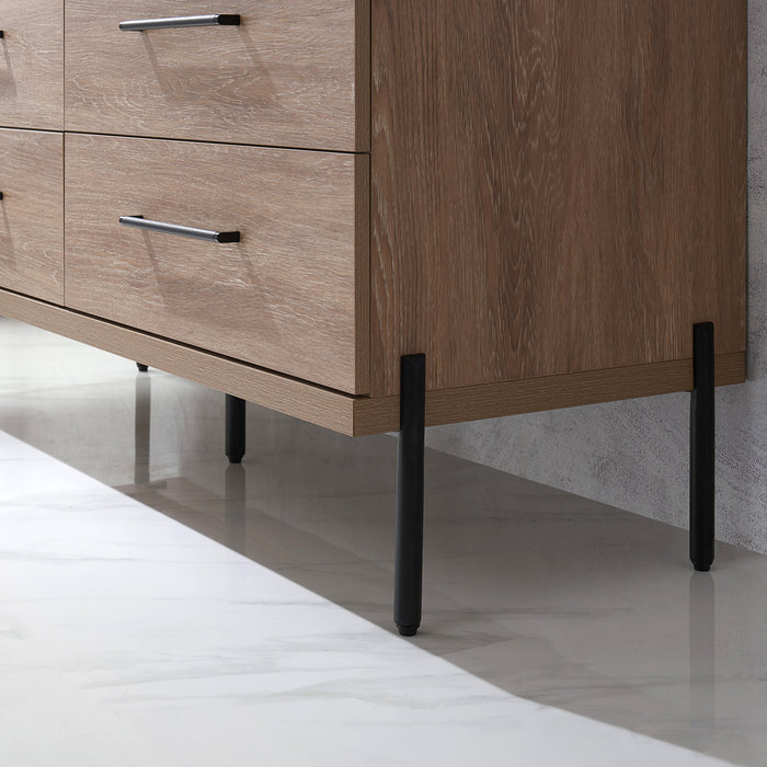 72-Inch Camilla Bathroom Vanity – North American Oak with Dual Sinks & Mirror Included