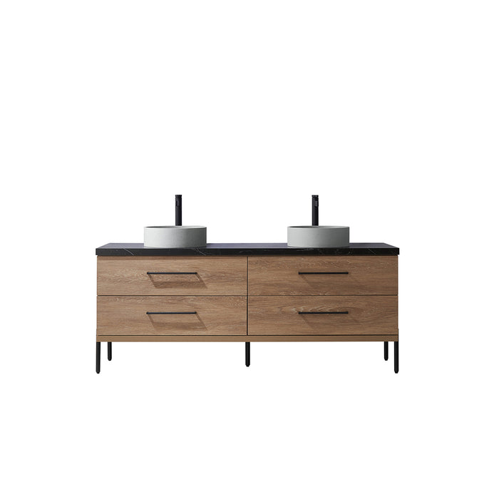 72-Inch Camilla Bathroom Vanity – North American Oak with Dual Sinks & Mirror Included