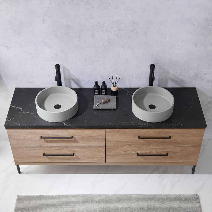 72-Inch Camilla Bathroom Vanity – North American Oak with Dual Sinks & Mirror Included