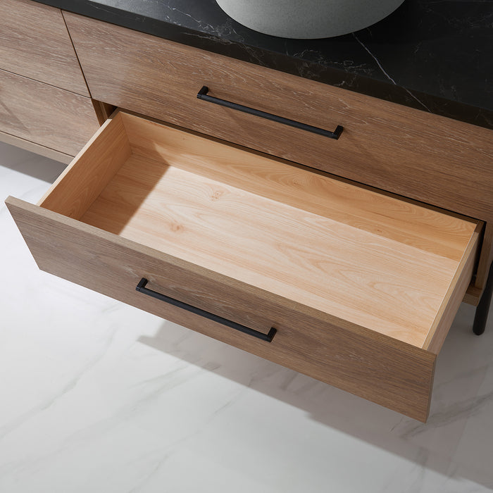 72-Inch Camilla Bathroom Vanity – North American Oak with Dual Sinks & Mirror Included