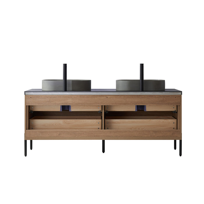 72-Inch Belham Bathroom Vanity – North American Oak with Dual Sinks & Mirror Included