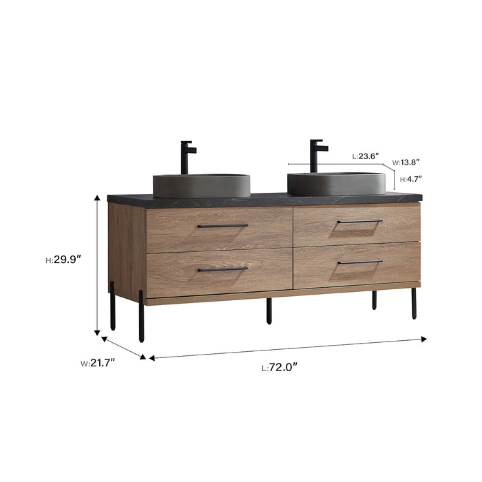 72-Inch Belham Bathroom Vanity – North American Oak with Dual Sinks & Mirror Included