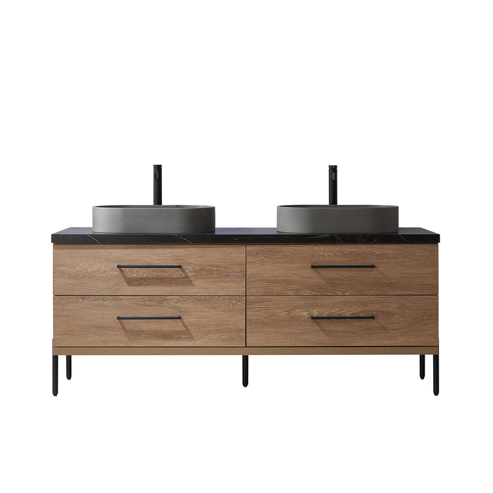 72-Inch Belham Bathroom Vanity – North American Oak with Dual Sinks & Mirror Included
