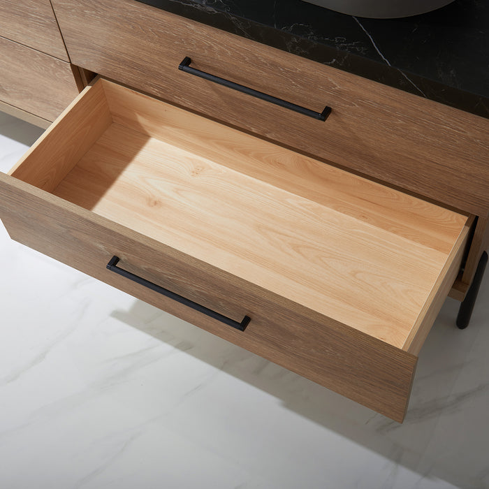 72-Inch Belham Bathroom Vanity – North American Oak with Dual Sinks & Mirror Included