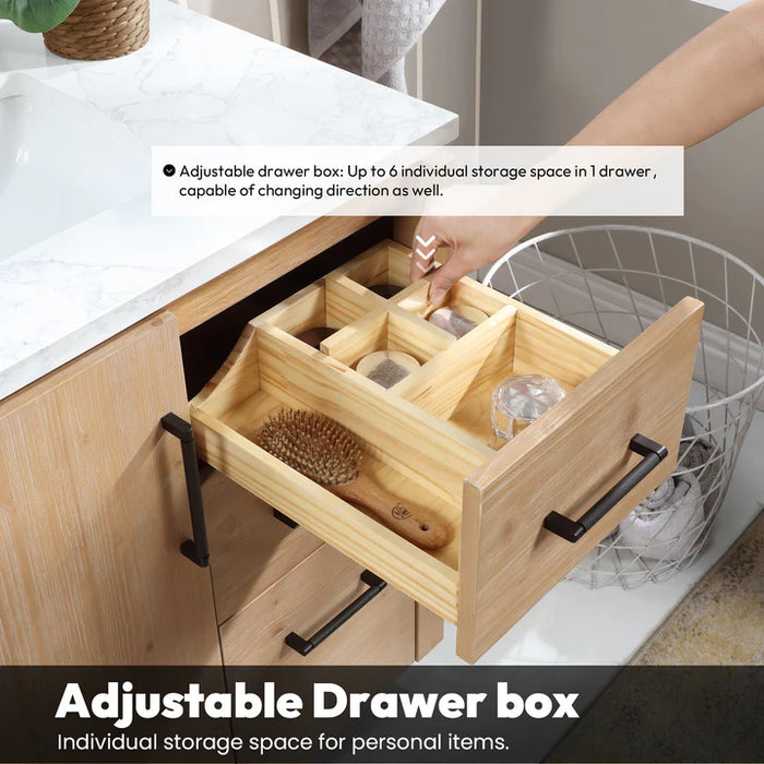 36-Inch Field Hardwood Bathroom Vanity with Composite Stone Countertop & Matching Mirror - Vinnova