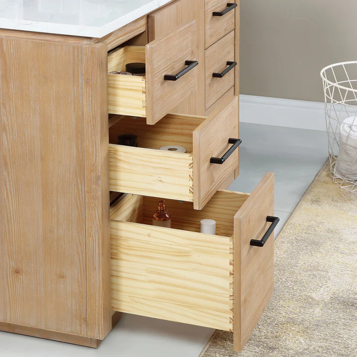 48-Inch Covelet Fir Wood Single Bathroom Vanity with Composite Stone Top, Undermount Sink & Mirror