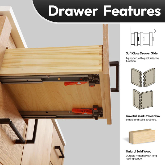 48-Inch Havenwood Brown Fir Wood San Series Vanity - Freestanding Single Sink with Soft-Close Drawers