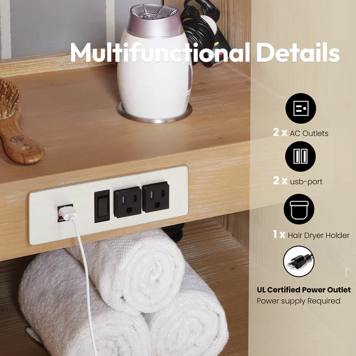 60-Inch Hardwood Amble Modern Bathroom Vanity Fir Brown Freestanding with White Stone Countertop