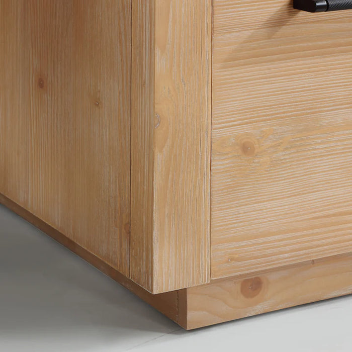 60-Inch Hardwood Amble Modern Bathroom Vanity Fir Brown Freestanding with White Stone Countertop