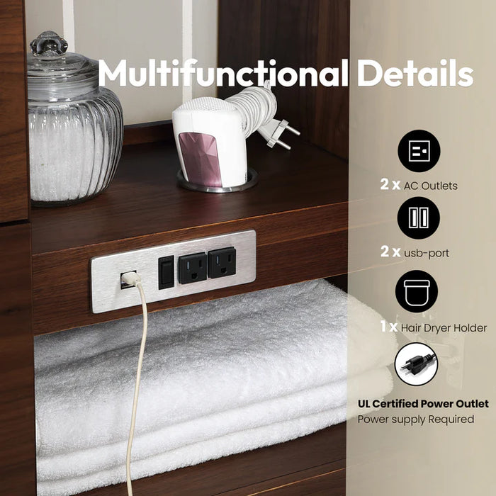 72-Inch Ulric Natural Walnut Free-Standing Double Vanity with White Grain Stone Top and Soft-Close Drawers