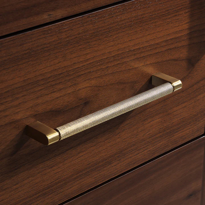 72-Inch Ulric Natural Walnut Free-Standing Double Vanity with White Grain Stone Top and Soft-Close Drawers