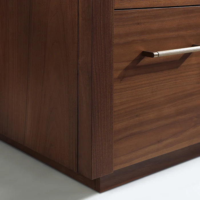 72-Inch Ulric Natural Walnut Free-Standing Double Vanity with White Grain Stone Top and Soft-Close Drawers