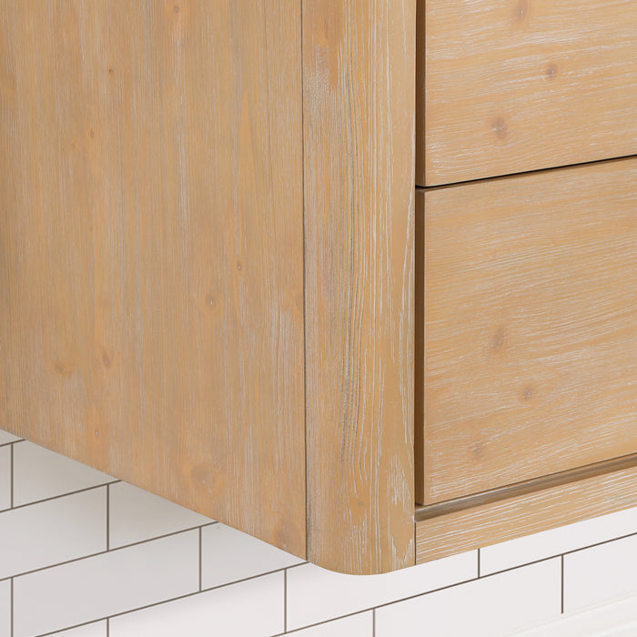 72-Inch Glow Vanity – Wall-Mounted Fir Frame with White Quartz Surface, Double Sinks & Matching Mirror