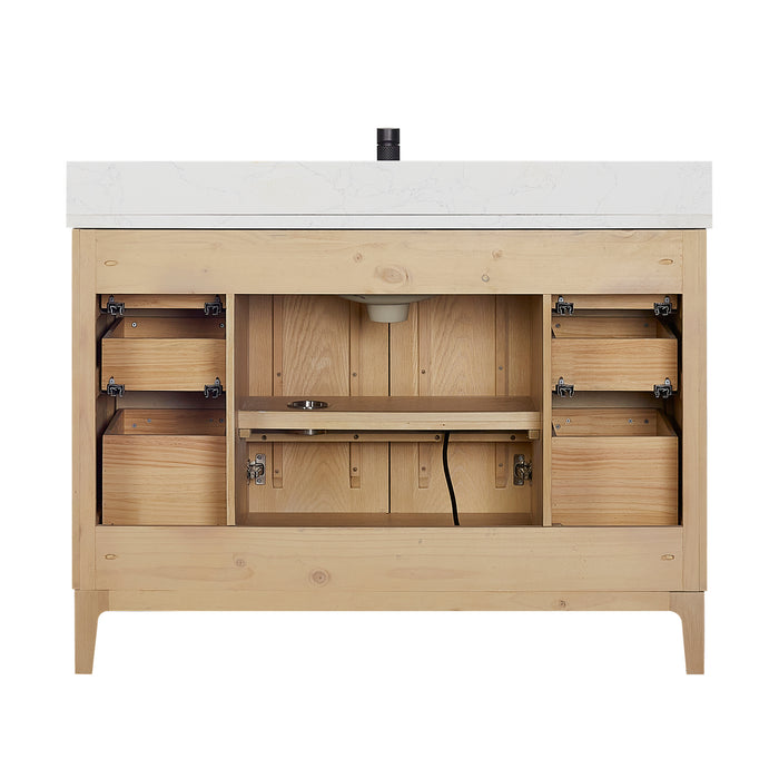 48-Inch Nova Bathroom Vanity – Ash Grey Finish with White Composite Top & Matching Mirror