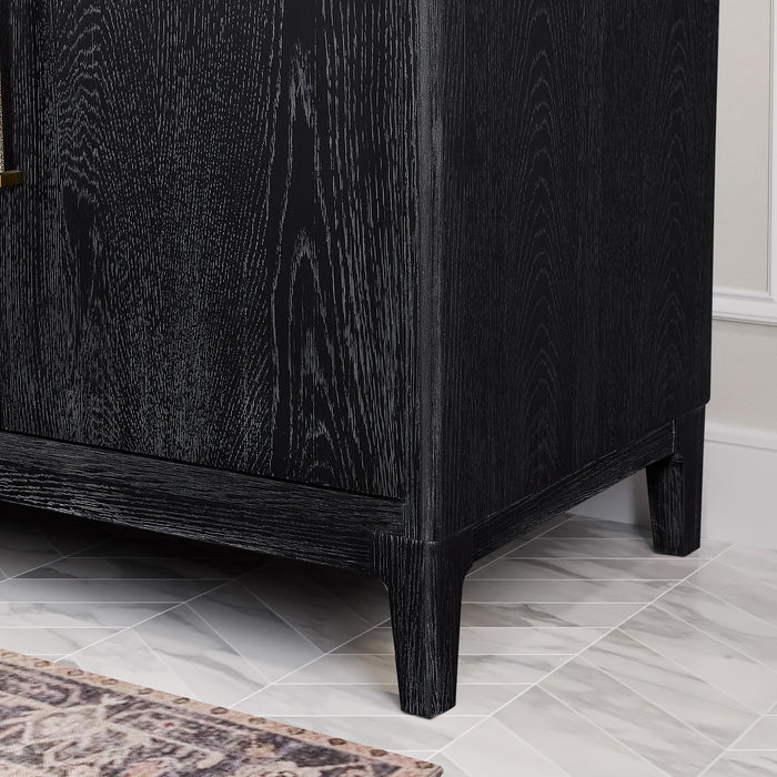 72-Inch Noma Black Fir Wood Double Sink Vanity – Freestanding Bath Cabinet with White Stone Top