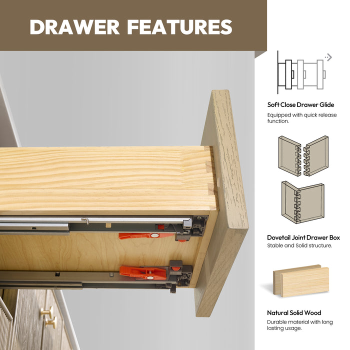 72-Inch Earthen Double Vanity Aged Natural Oak Freestanding with Fish Maw White Quartz Countertop