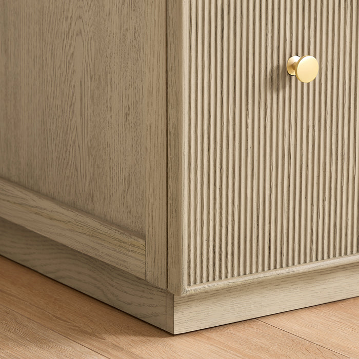 72-Inch Earthen Double Vanity Aged Natural Oak Freestanding with Fish Maw White Quartz Countertop