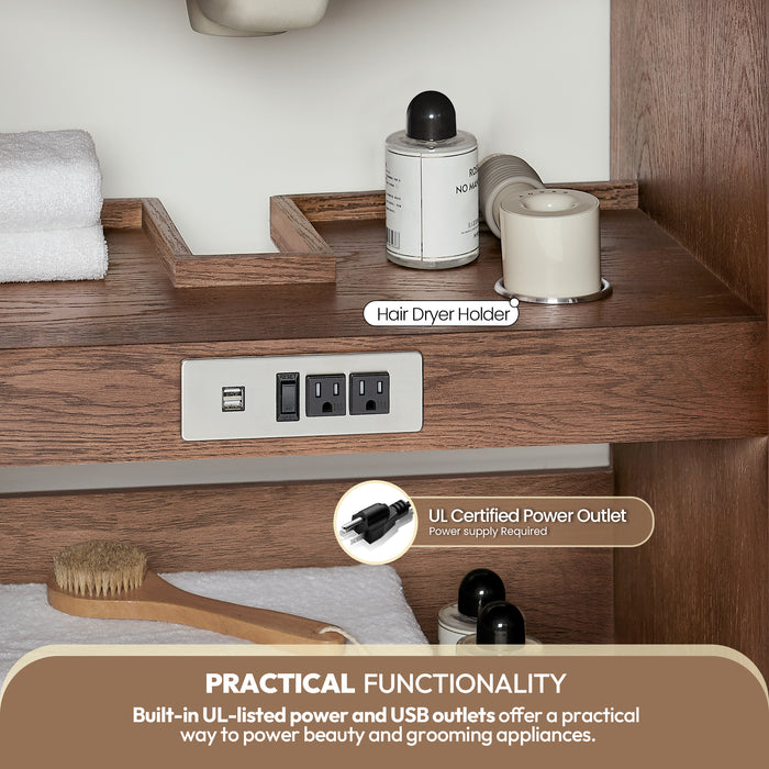 84-Inch Free Standing Eglantine Double Bath Vanity - Dark Brown Oak Wood with Fish Maw White Quartz Countertop