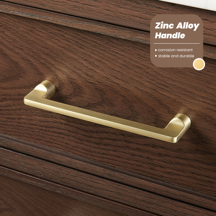 42-Inch Pacific Dark Brown Oak Vanity – Freestanding Single Sink Cabinet with Silk White Quartz Top