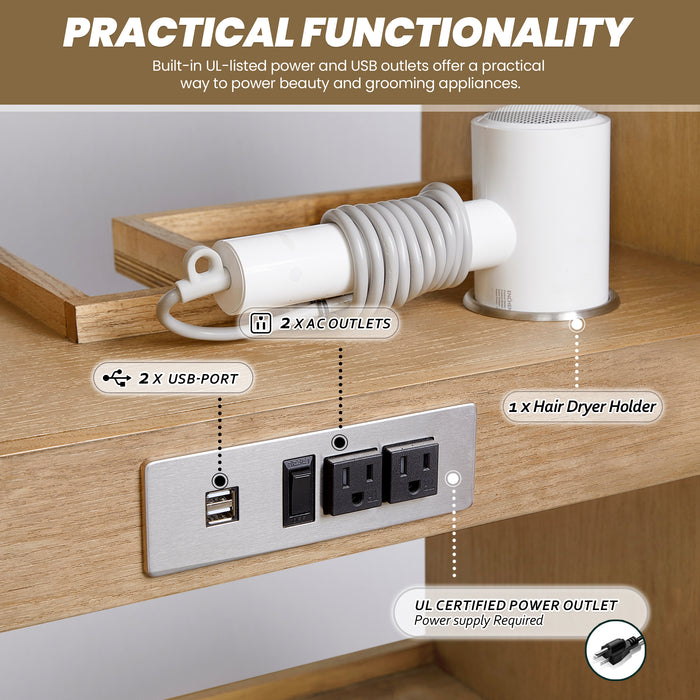 84-Inch Polaris Double Sink Vanity – Weathering Oak Finish with White Quartz Countertop and Soft-Close Drawers
