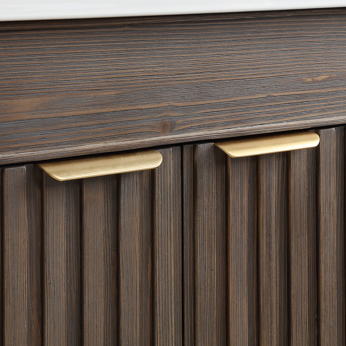 18-Inch Furtado Single Bathroom Vanity - Free-Standing Spruce Aged Brown Wood with White Drop-In Basin