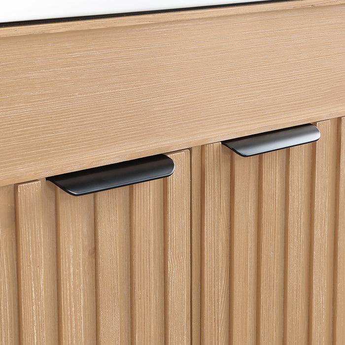 30-Inch Goldleaf Fir Wood Brown Vanity - Freestanding Single Sink Cabinet with White Ceramic Basin