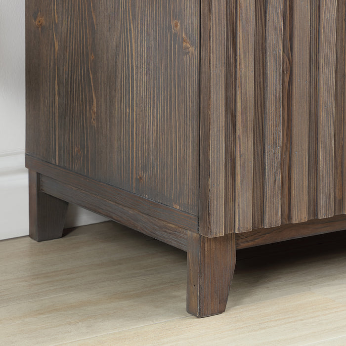 30-Inch Halcyon Free-Standing Single Sink Vanity - Solid Wood Spruce Aged Brown with White Drop-In Ceramic Basin