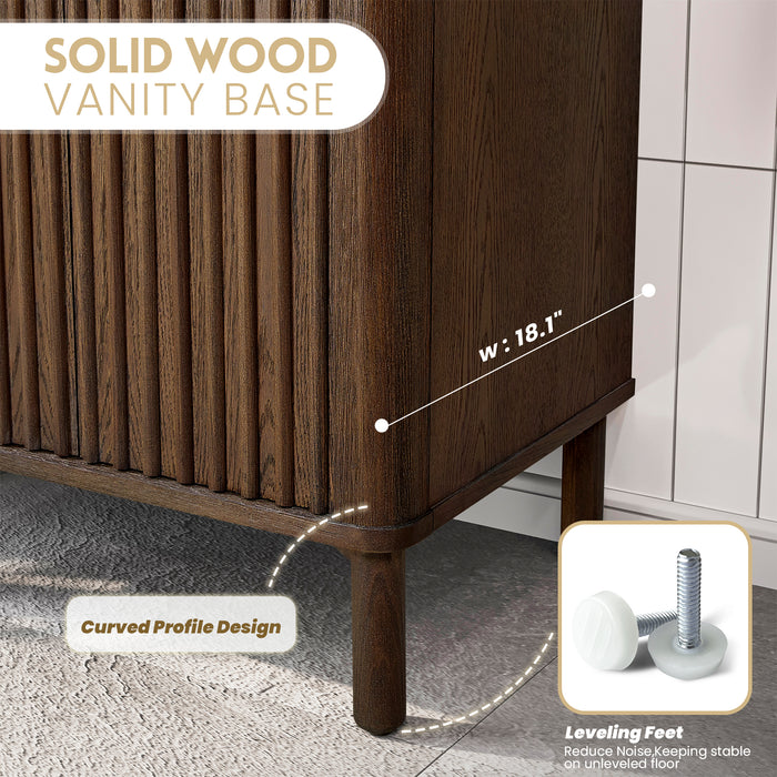 24-Inch Bellwood Freestanding Vanity – Aged Dark Brown Wood Cabinet with White Drop-In Ceramic Sink