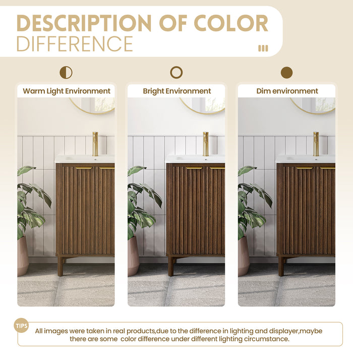 24-Inch Bellwood Freestanding Vanity – Aged Dark Brown Wood Cabinet with White Drop-In Ceramic Sink