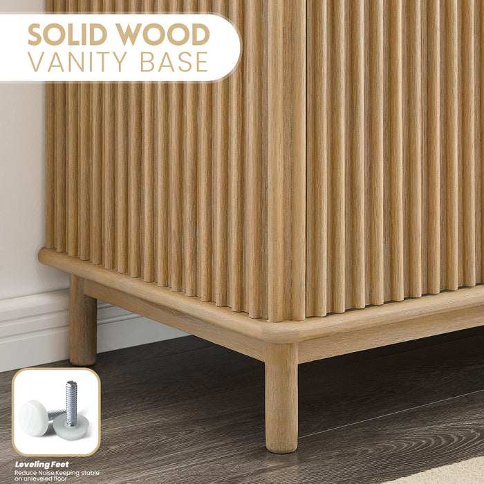 72-Inch Memento Double Vanity Contemporary Solid Wood Free-Standing Washed Ash Grey White Grain Stone Top