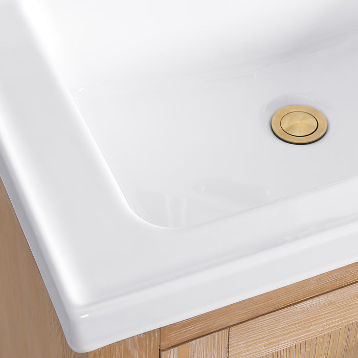 24 Inch Odessa Bathroom Vanity – Compact Wood Vanity with Drop-In Ceramic Sink & Mirror