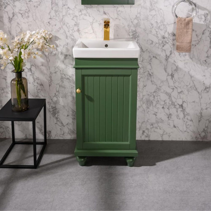 Bellamy 18" Green White Ceramic Sink Vanity – Compact Single Faucet Hole Design