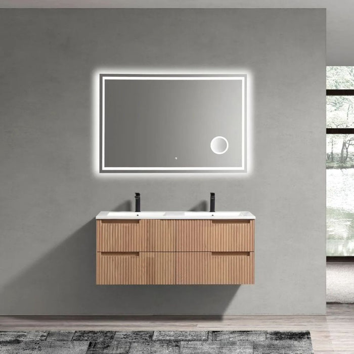 FIORE 48'' Double Sink Wall Mount Cabinet - Oak Wood