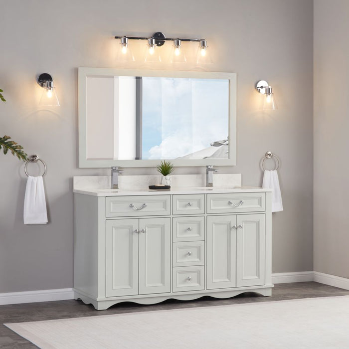 Eline 60" Silver Strand Finish Bathroom Vanity - Solid Wood Single Sink with Undermounted Basin
