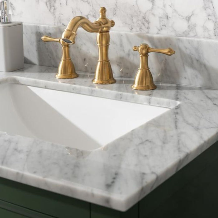 Monte 54" Green Wood Double Vanity Cabinet - With White Carrara Marble Top
