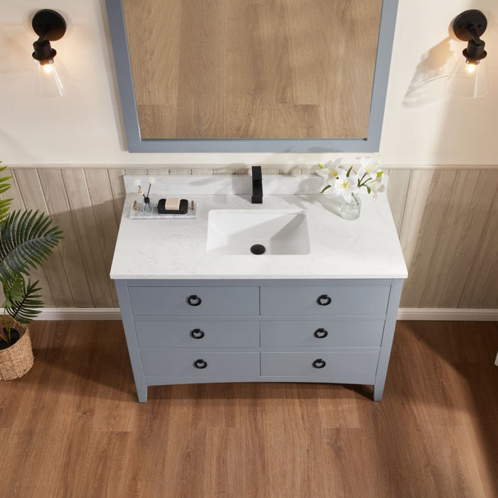 Felda 48" Modern Bathroom Vanity – Cadet Wood & Top