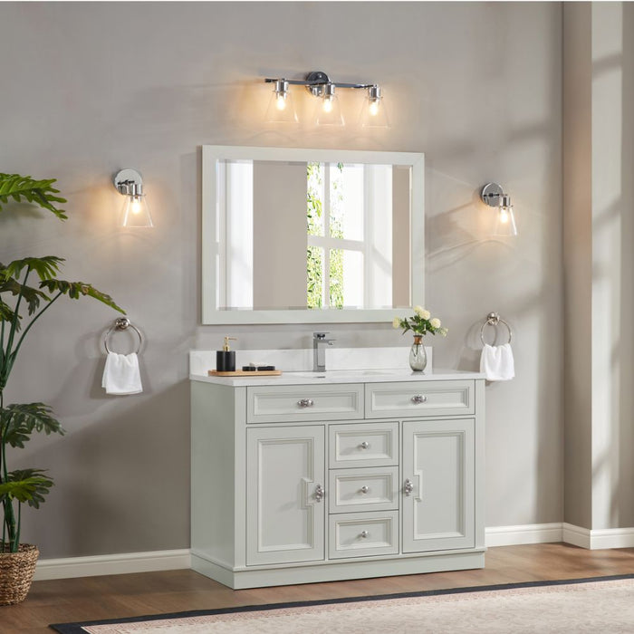 Hildon 48" Silver Strand Wood Bathroom Vanity with Artificial Stone Countertop and Soft Close Storage