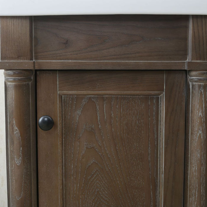 Belvoir 18" Weathered Gray Wood Bathroom Vanity – Space-Saving Design with Integrated White Porcelain Sink