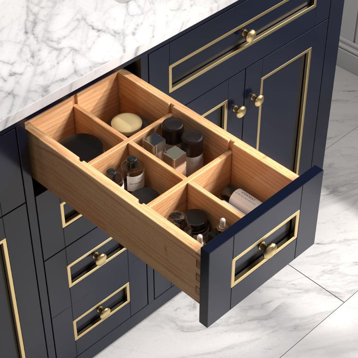 Fella 60" Blue Painted Bathroom Vanity Cabinet with Carrara Marble Top & 4 Soft Close Doors