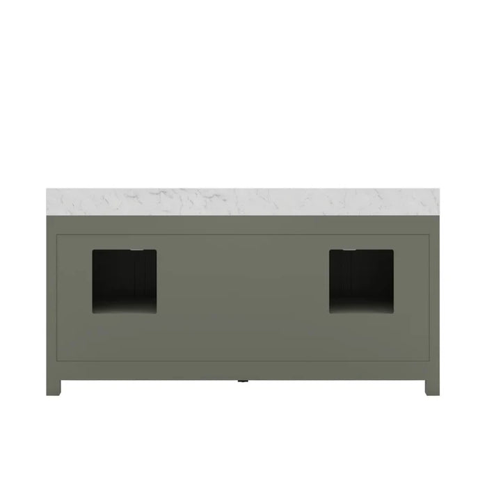72-Inch Marina Double Sink Glacial Green Bathroom Vanity with Carrara Marble Top