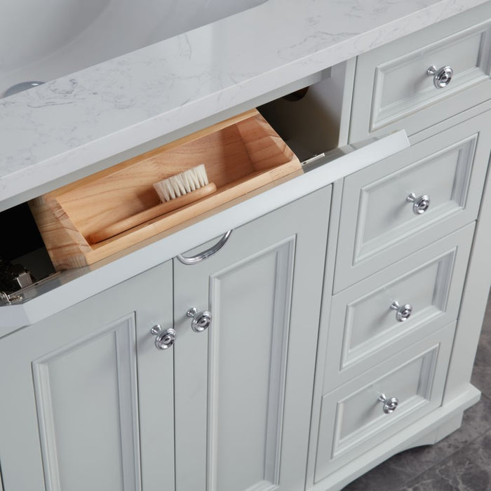 Selby 36" Silver Strand Bathroom Vanity - Solid Wood with Artificial Stone Top & Soft Close Drawers
