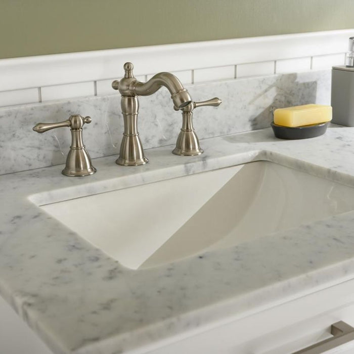 Sandrine 60" White Wood Double Vanity – Carrara Top & Storage Drawers