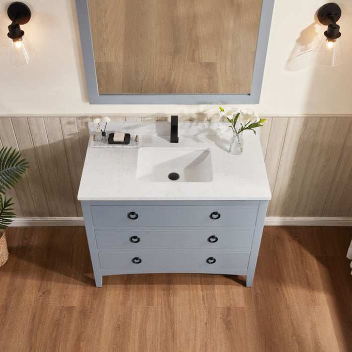 42" Lancashire Cadet Solid Wood Bathroom Vanity with Artificial Stone Top & Soft-Close Drawers